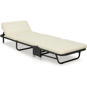 Folding Cot for Adult with Comfortable Mattress Portable Folding Cot Bed with Wheel for Easy Move Heavy Duty Sleeping Bed Space